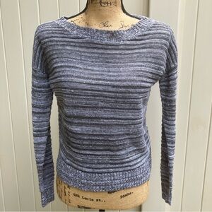 Eileen Fisher linen boatneck sweater gray/white, small, classic timeless, fall,